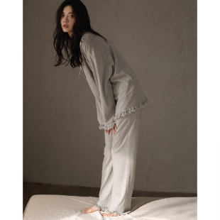 Identical Pajamas Women's Spring and Autumn Long-sleeved Pure Cotton Thin Autumn and Winter Home Clothes Women's Simple Loose Outer Wearing suit