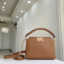 M家K新款女包2025Karlie小号老花凯利包编织翻盖单肩斜挎手提女