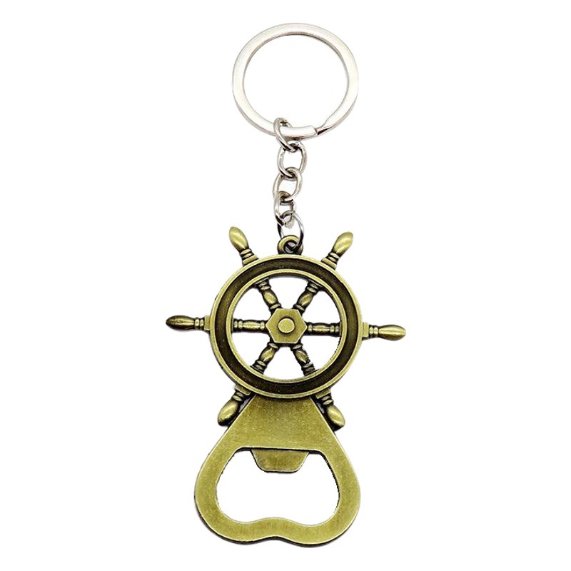 Creative Alloy Rudder Bottle Opener Keychain Personalized Car Keychain Accessories Backpack Pendant Promotional Small Gift