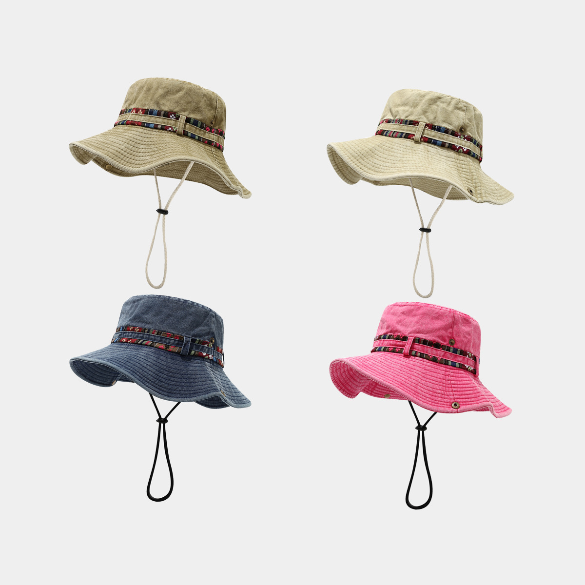 Sombrero de vaquero occidental para hombres y mujeres otoño nuevo deporte al aire libre ocio sombrero de pesca de montaña con cuerda de viento sombrero de sol marea
