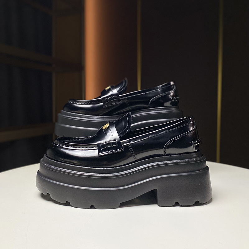 유럽풍 2026년 봄 신상품 여성용 천연가죽 두꺼운 밑창 영국풍 가죽 로퍼, 다용도 패션 슈즈