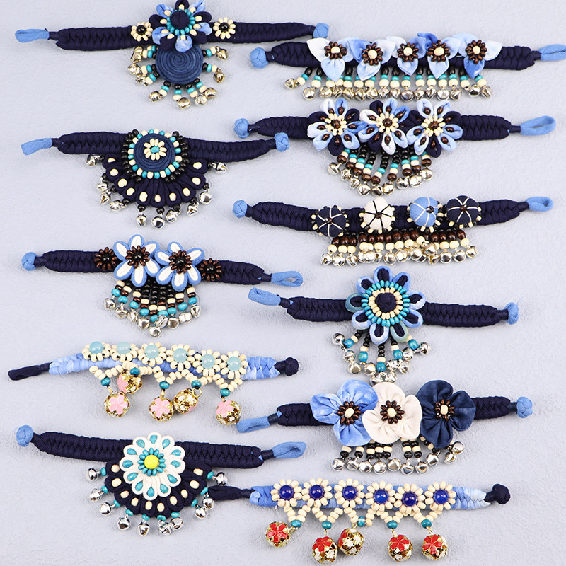 Wholesale Children's Bracelet Yunnan Ethnic Style Blue Dye Tie Dye Children's Fabric Bracelet Dali Lijiang Hot Handmade Wholesale Children's Bracelet Yunnan Ethnic Style Blue Dye Tie Dye Children's Fabric Bracelet Dali Lijiang Hot Handmade
