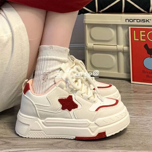 Girls' Shoes Sports Shoes Trendy  Spring and Autumn New White Shoes Thick-soled Casual Sports Student Shoes