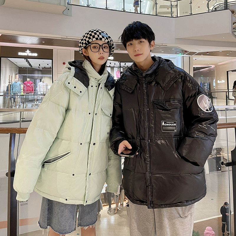 Зимний пуховик, новый экспорт, европейская и американская пара, верхняя одежда, пуховик, мужской утолщенный женский свободный модный звездный тренд