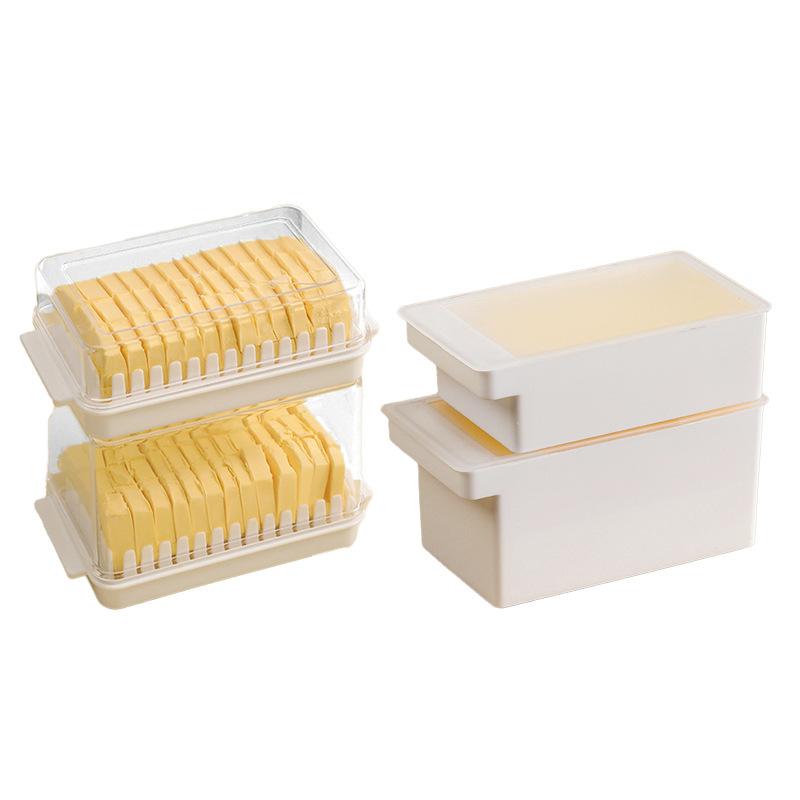Caja de almacenamiento de corte de mantequilla Caja de conservación fresca de mantequilla de queso Caja de almacenamiento transparente especial para refrigerador de grado alimenticio Condimento de cocina