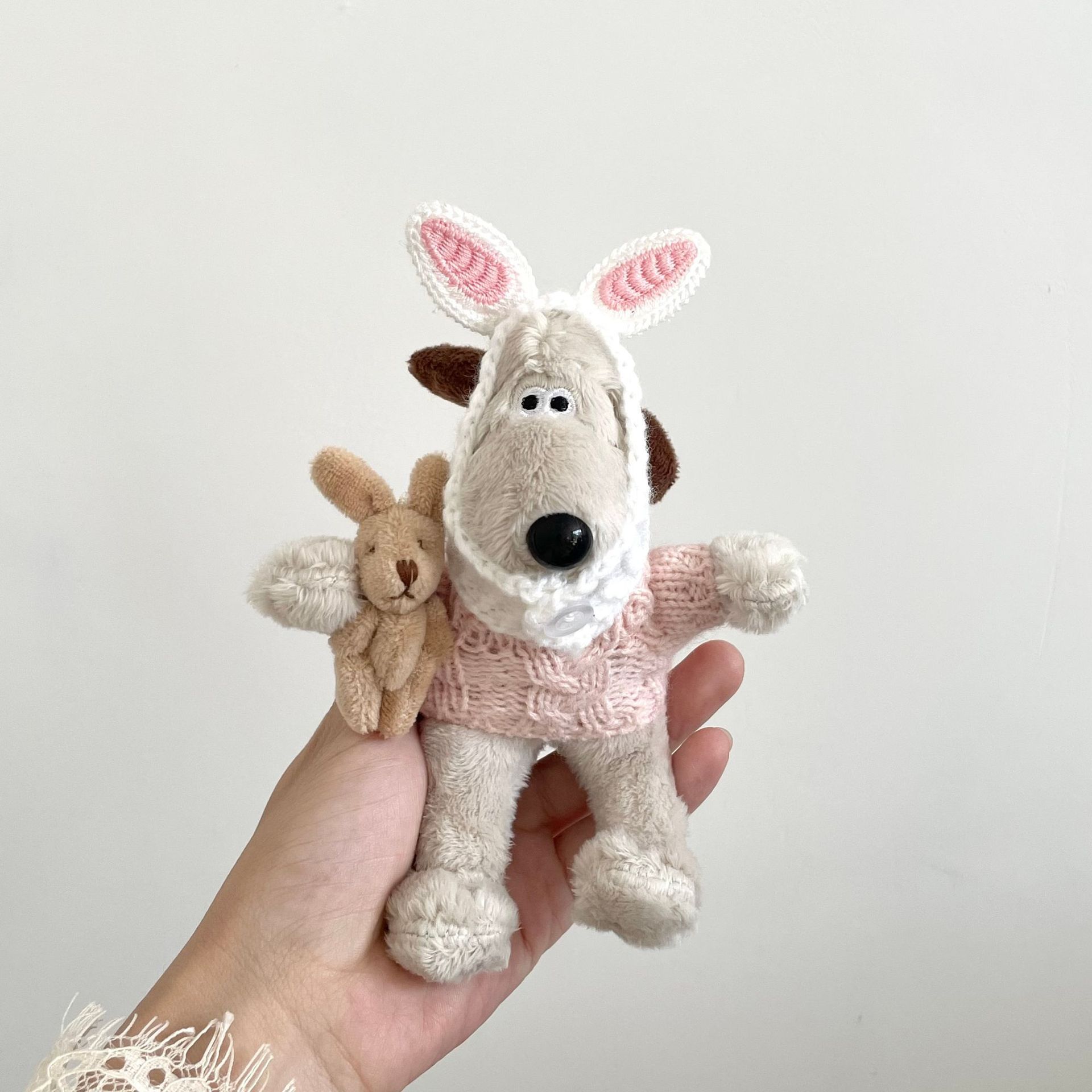 Meilade viento 14cm jefe perro peluche colgante lindo muñeca peluche moda cool bolsos colgante llavero
