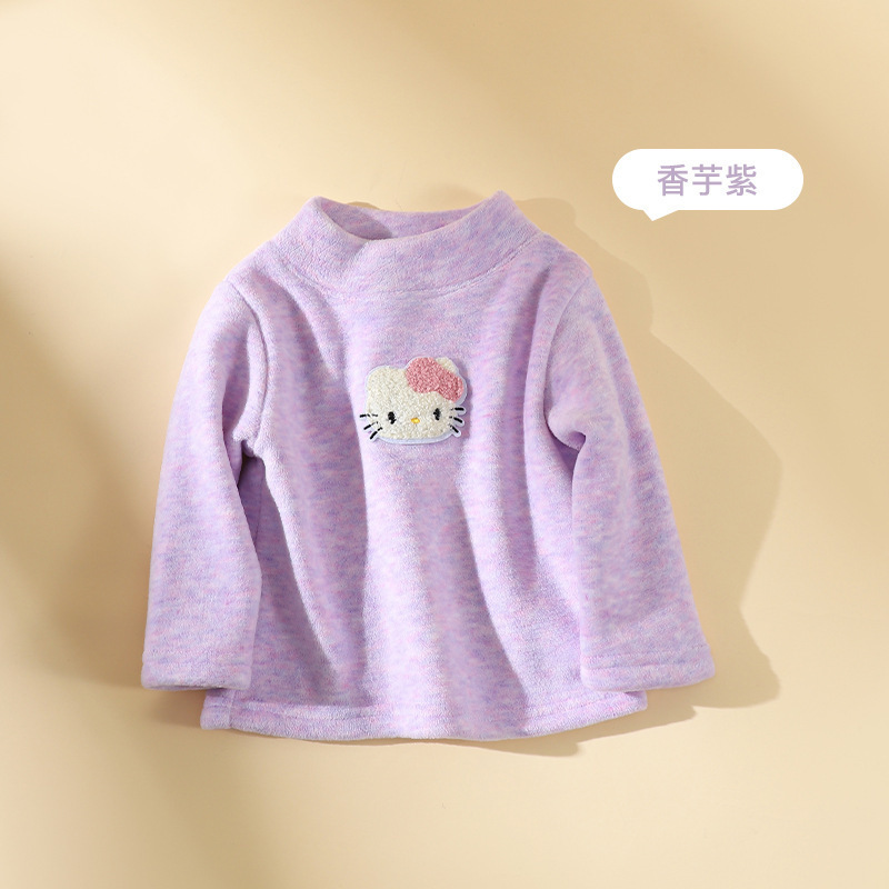 秋冬新款儿童羊毛蚕丝打底衫男女童加绒加厚保暖圆领百搭上衣毛衣|undefined