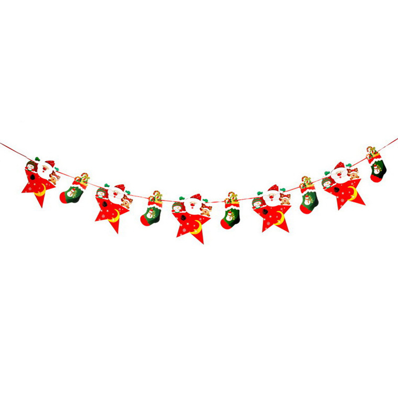 Banderas navideñas transfronterizas en stock, 24 tipos de banderas de dibujos animados, decoraciones navideñas al por mayor de fabricantes, admiten pedidos de lotes mixtos.