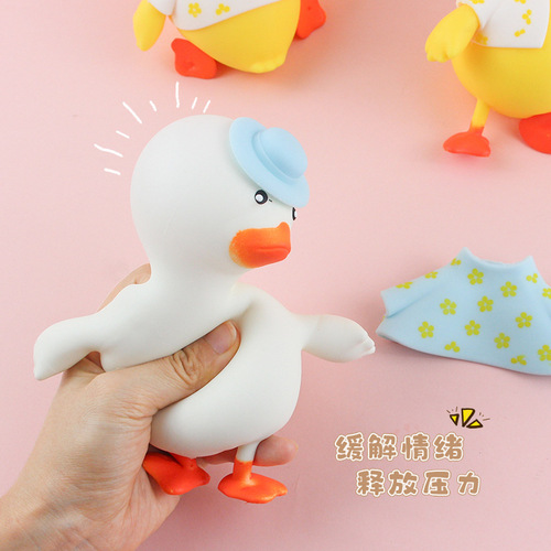 Hot-selling internet celebrity dress-up duck pinchle soft rubber decompression cartoon animal doll children's decompression toys wholesale