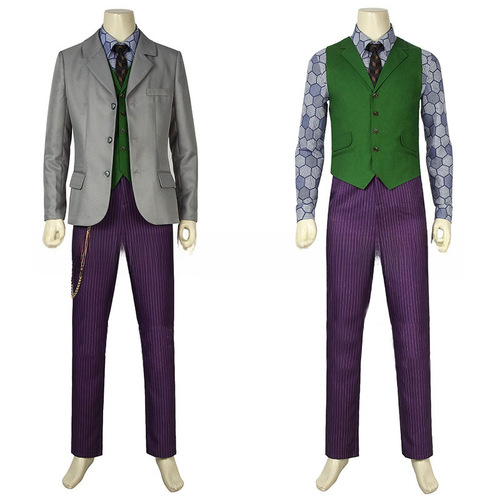 Batman Dark Knight Joker Heath Ledger Clown Cosplay Halloween Costume Full Set