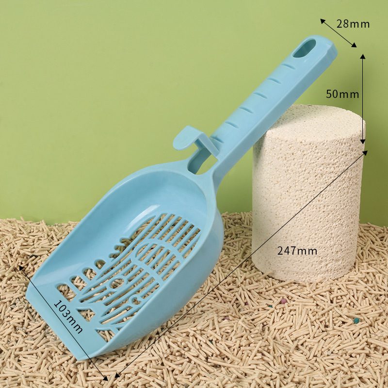 Pala especial de arena para gatos de plástico de orificio fino, pala de estiércol de mango largo grande, recogida de heces huecas, pala de arena de tofu, pala de estiércol de gato