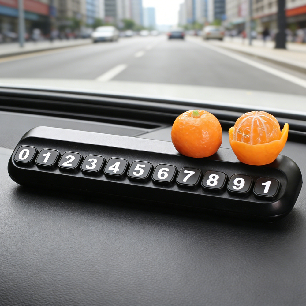 Tarjeta telefónica de movimiento de automóviles, tarjeta de estacionamiento temporal de frutas de litchi, adornos creativos de automóviles