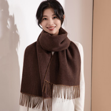 新款羊毛围巾冬季纯色双面拼色羊绒围巾披肩两用加长加厚保暖围脖