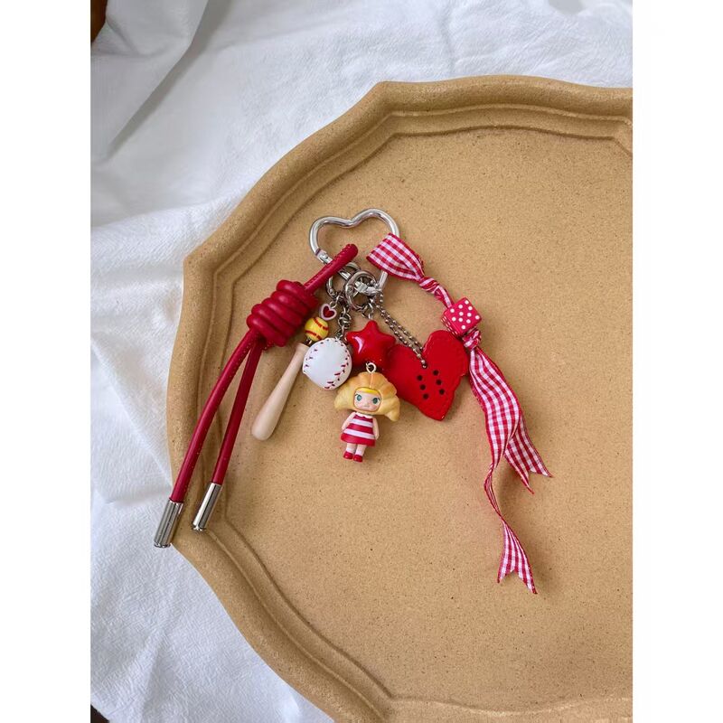 手作Molly蝴蝶结棒球包包挂件可爱少女心设计感钥匙扣礼物配饰|undefined