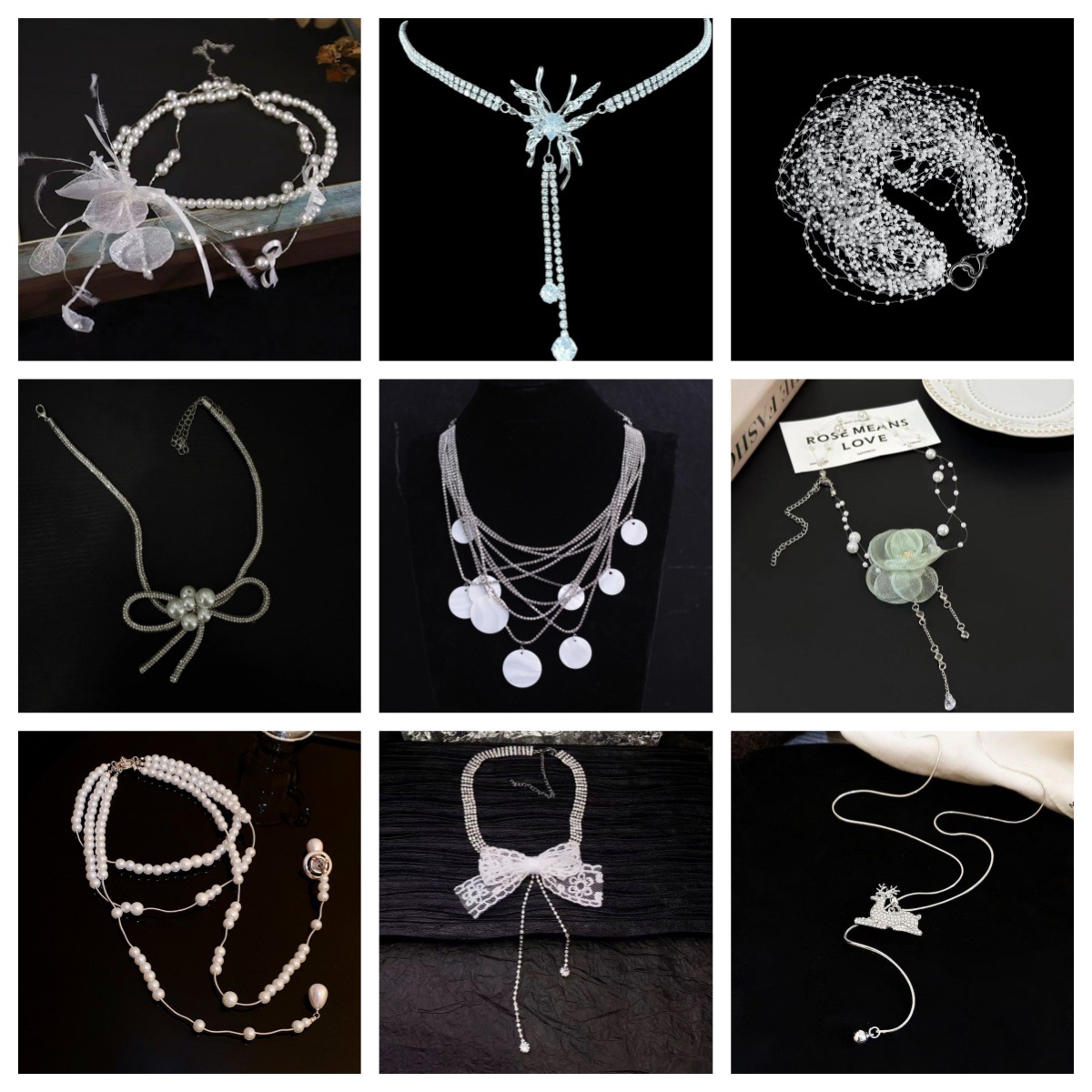 Collana lunga di perle stile francese elegante design nicchia_voghion.com