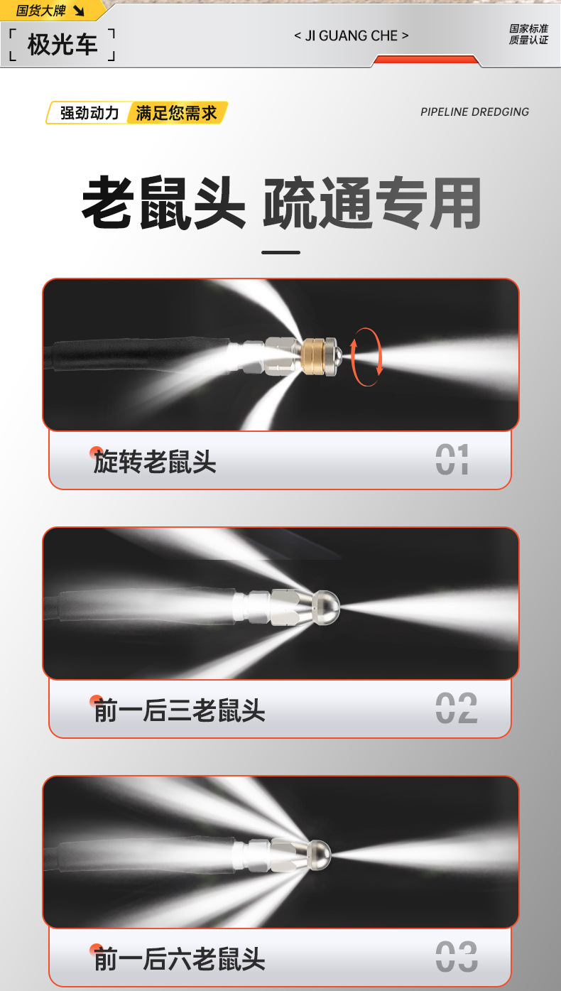 220v high pressure pipeline high pressure gun electric water mouse sewage cleaning machine nozzle