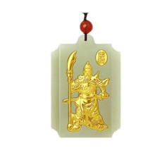 金镶玉批发 关羽吊坠 999足金镶和田玉 多款关公和田玉挂件