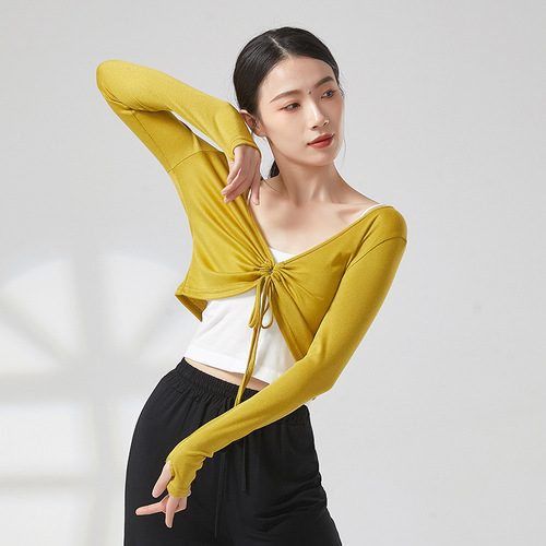 Modern dance practice clothing tops adult drawstring cardigan women's body basic training dance performance clothing summer