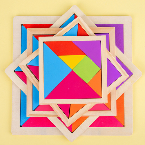 Cross-border children's early education parent-child interactive toys wooden fun tangram teaching aids development intellectual puzzle puzzles