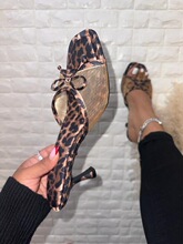 N 80080 opard Print Bow High Heel Sandals ������Ь