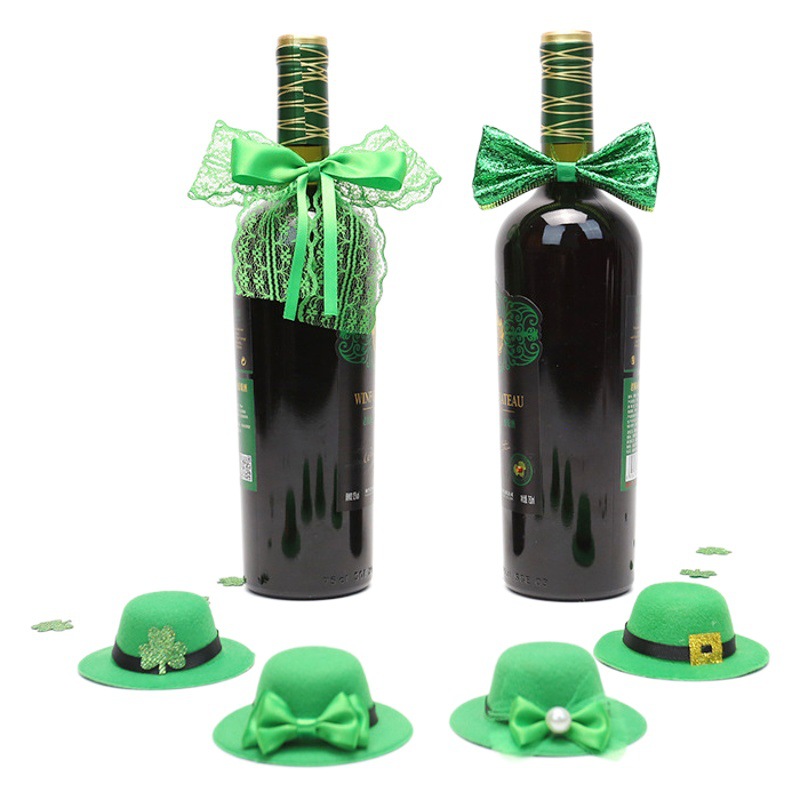 Zilin transfronteriza irlandés escena del partido diseño props St. Patrick botella de vino decoración verde tapa de la botella de vino