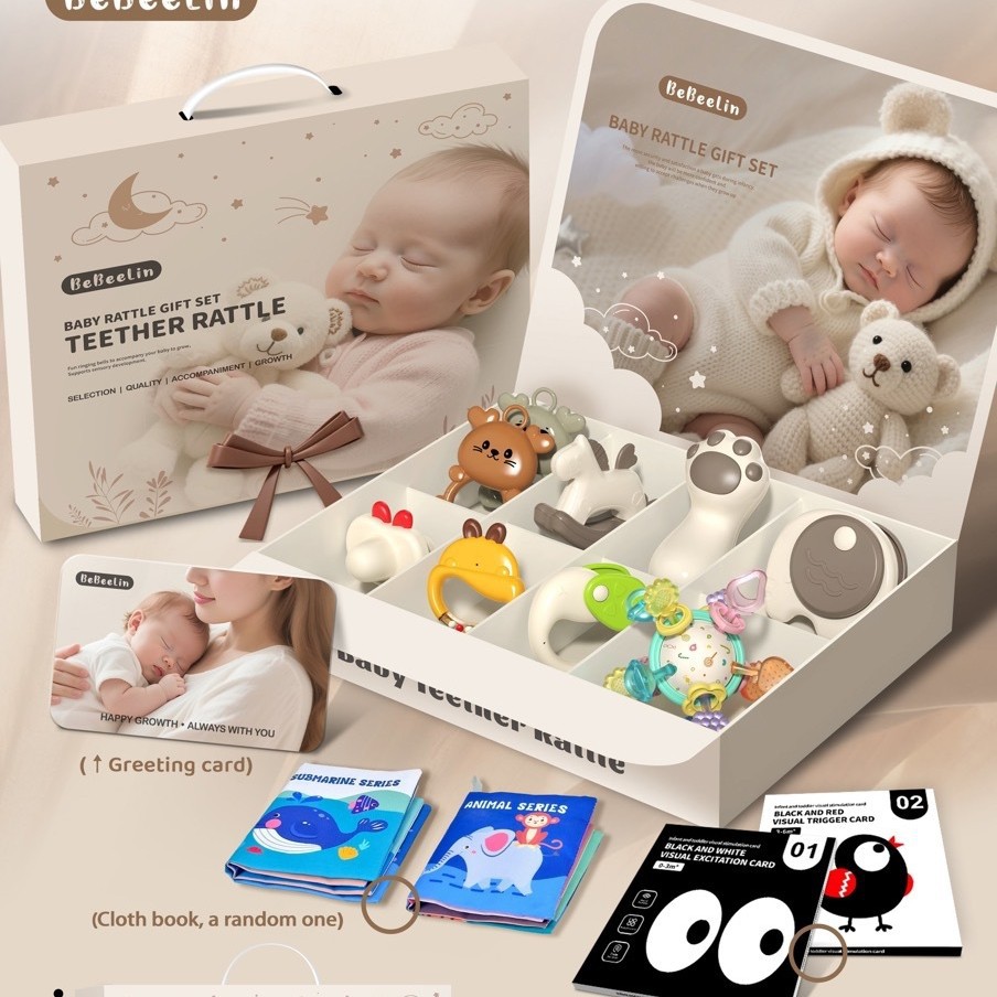 Comercio exterior infantil tranquilizar juguetes campana bola hamanton campana mordida hervida caja de regalo de goma de dente juguetes de educación temprana para bebés