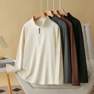 plus size Women's Fat Sister Slimming Half Zipper Casual Base Shirt Loose Fashion Pullover Top 392423