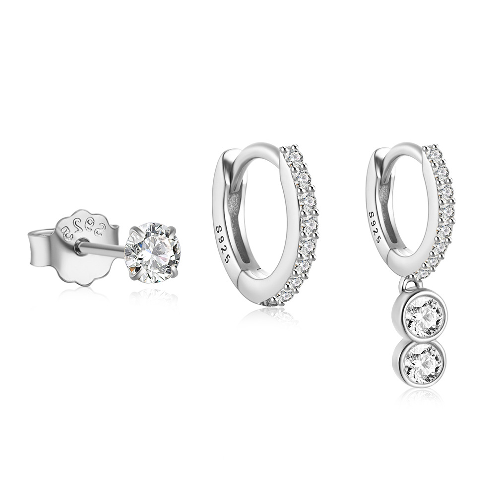 3g Weight Hoop Earrings, Ear Studs Classification 1 Set Quantity Daily Occasion 925 Sterling Silver Material Star, Butterfly Pattern Women's Gender Plating Design Simple Style Style 1 Set 925 Sterling Silver Star Butterfly Hoop Earrings Ear Studs 81