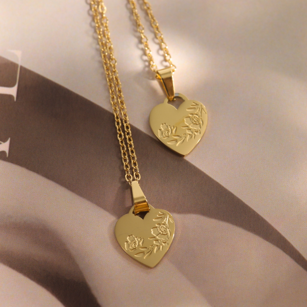 Womenu0027S Fashion Heart Flower Stainless Steel Necklace Gold Plated Stainless Steel Necklaces