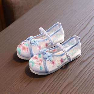 Spring and Summer New Children's Mesh Shoes Chinese Style Girls' Mesh Shoes Baby Breathable Hollow Princess Shoes Girls Sandals