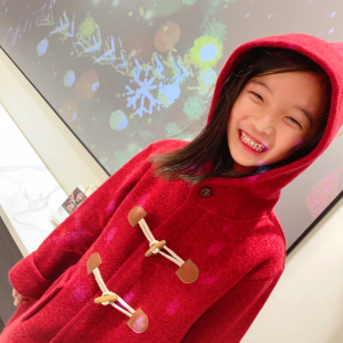 2024 New Year Girls' Coat Jacket All Wool Warm Jacket Children's Hooded Coat