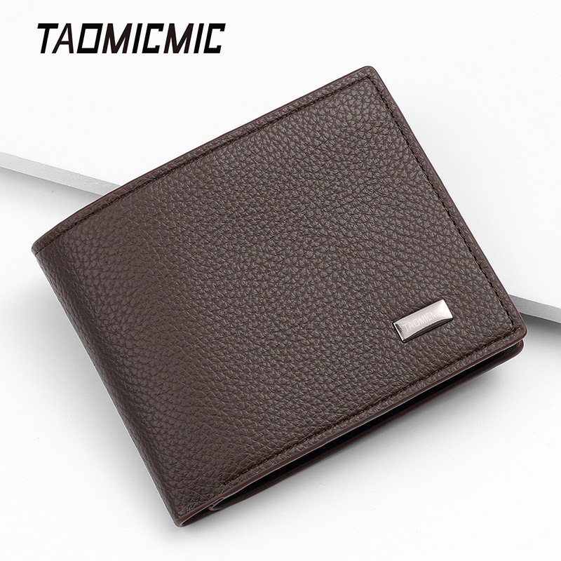 Taomicmic Pebbled Short Men's Wallet Export Business High-End Zipper Leather Coin Purse Wholesale