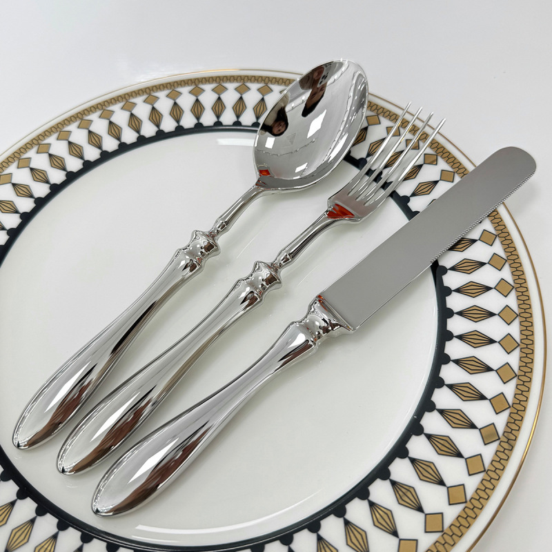 高級鍛造304ステンレスナイフとフォークレストランのオーダーメイド葫芦柄ホテルの洋食食器と厚いナイフとフォークスプーン|undefined