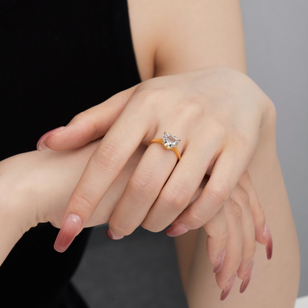 6g Weight Zircon Inlay Material Rings Classification 1 Piece Quantity Holiday, Daily Occasion 925 Sterling Silver Material Heart Shape Pattern Women's Gender Inlay Design Simple Style, Classic Style Style 925 Sterling Silver Zircon Heart Shape Rings 29