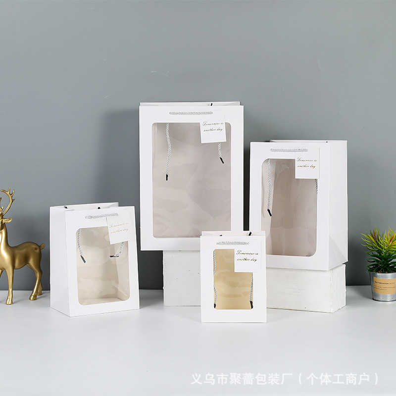 2025现货透明开窗礼品袋花束玩偶橱窗袋礼物袋情人节伴手礼手提袋