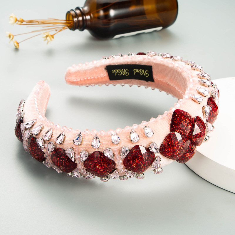 Fashion crystal glass drill wide brim headband wholesale NHLN347379picture4