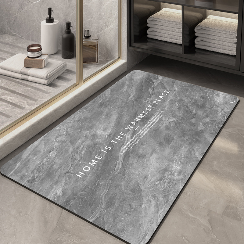 Marble-Patterned Diatomaceous Earth Floor Mat, Water-Absorbent, Non-Slip, and Wear-Resistant Mat for Amazon Bathroom Toilet