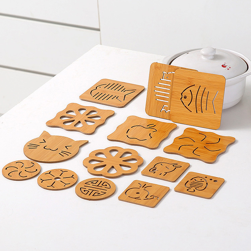 Free Shipping Wooden Cartoon Insulation Mat Dining Table Anti-Scalding and High Temperature Resistant Anti-Slip Mat Pot Mat Household Tea Coaster Dish Mat