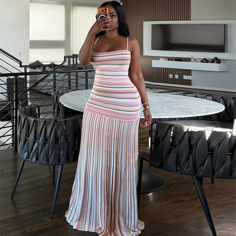 Summer New Style Striped Camisole Dress Fresh American Clothing For Women In Stock_ecoleips.com