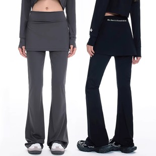 Fake Two-Piece Yoga Pants Skirt for Women, High-Waisted, Hip-Lifting, Tight-Fitting, Anti-Exposure Flared Pants, Plus-Size Pilates Sports Fitness Pants