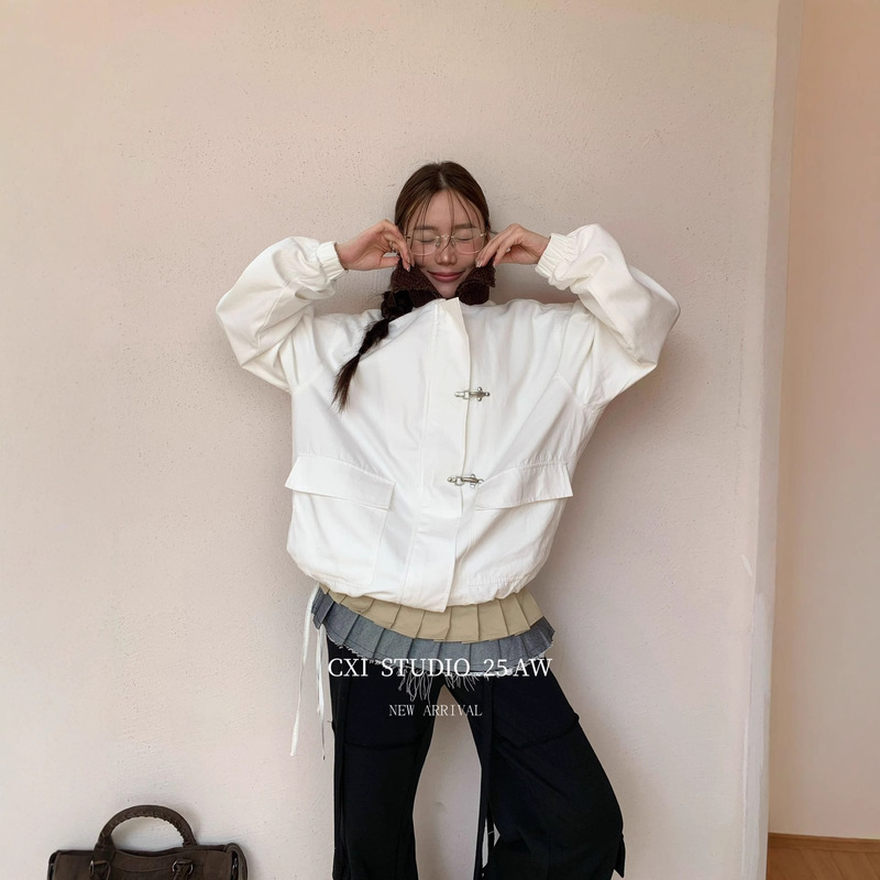 CXI 美式高街外套秋季新款休闲宽松OVERSIZE工装夹克学院风棒球服|undefined