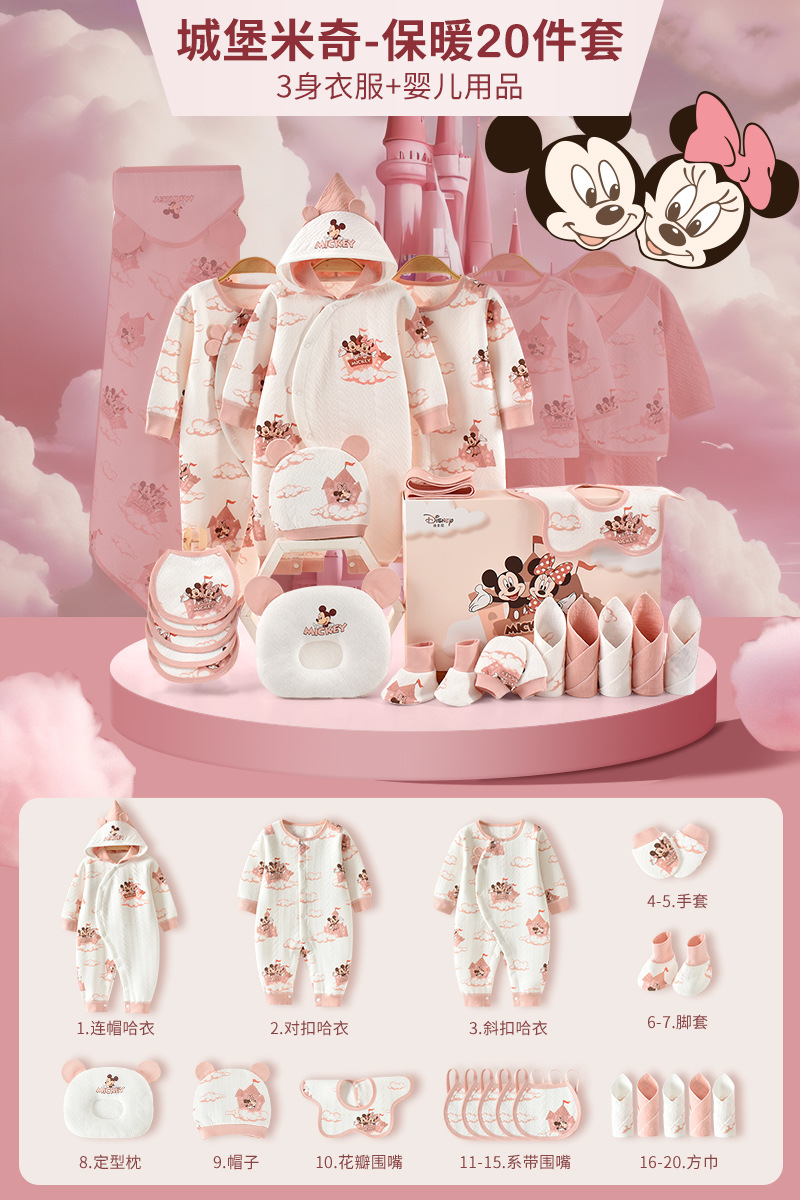 ディズニー ベビーギフトボックス 新生児服 純綿セット 新生児 女の子 満月祝いギフト 高級