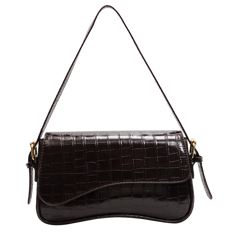 2024 nuevo estilo PU de color sólido moda personalidad diaria patrón de piedra simple bolso de hombro bolso de axila con hebilla de metal