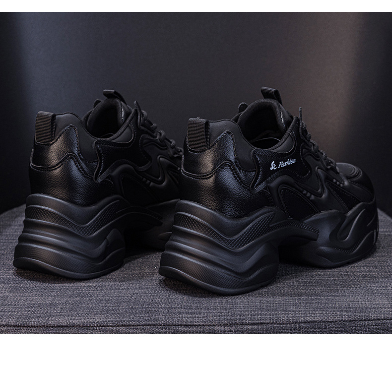 Giày sneaker nữ đế dày tăng chiều cao phong cách thể thao — Đen lót lông 5351-1, Đen lót đơn 5353, Be lót lông 5351-1, Be lót đơn 5351 chi tiết 30