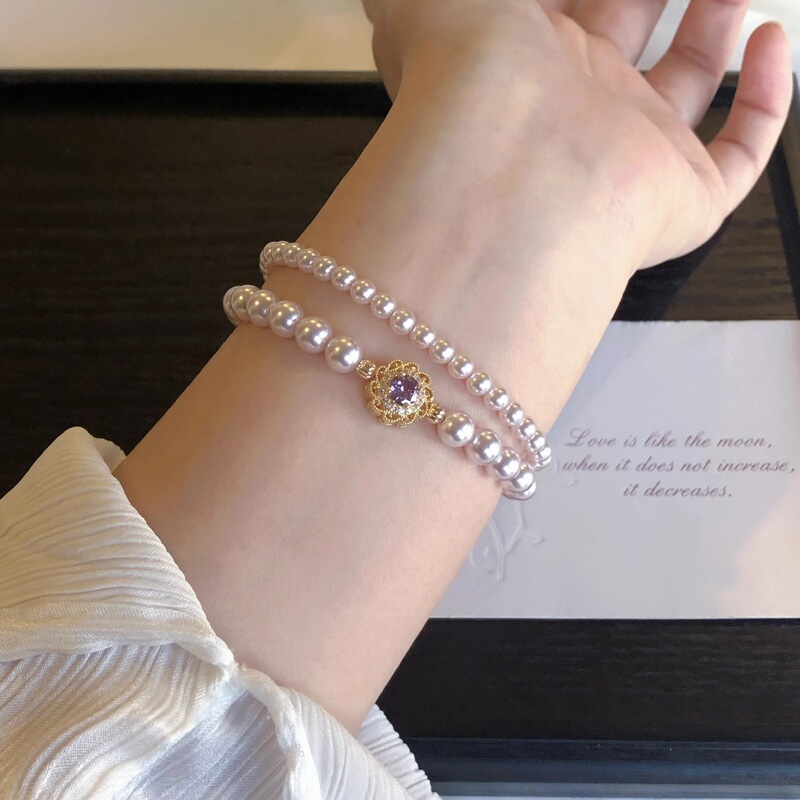 Monet's Garden Perfect Round Manta Rose Shijia Pearl Colorful Flower Bracelet for Women, High-End Elegant Niche Jewelry