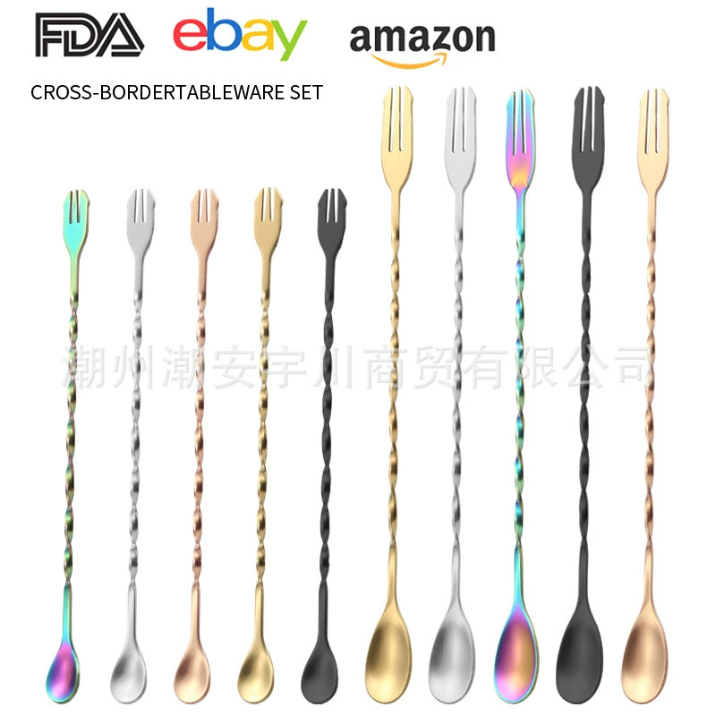 Трансграничная 304 нержавеющая сталь бар ложка коктейль ложка бар длинная ручка ложка смешивания молока чай ложка смешивания оптом