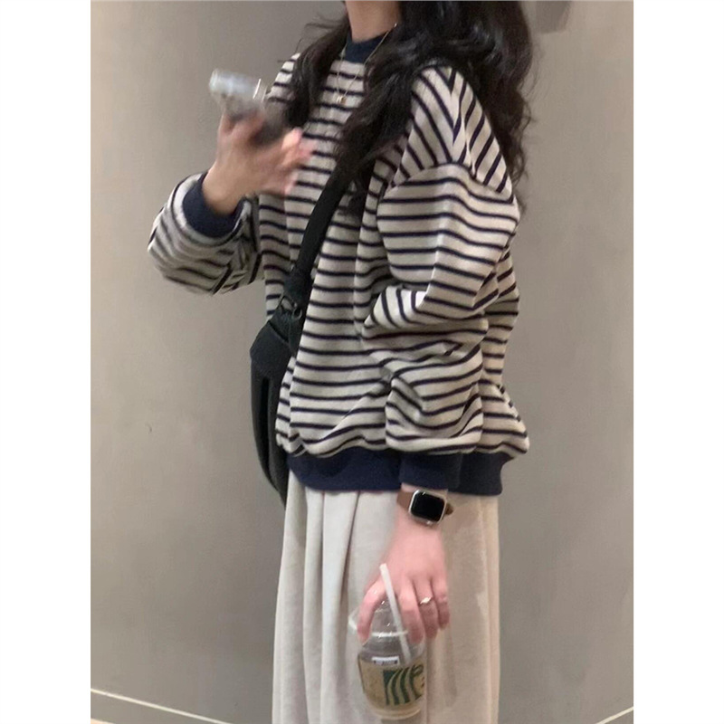 原版面料条纹内搭打底衫女秋季新款洋气上衣韩系穿搭外穿高级感|undefined