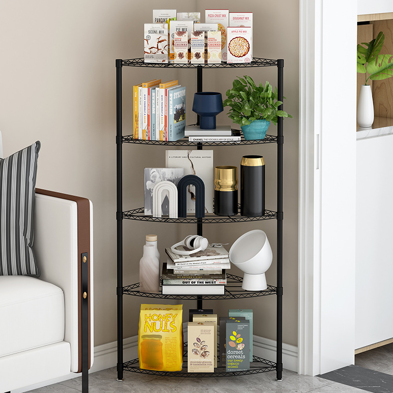 Kitchen storage shelf household bathroom and toilet floor corner shelf living room balcony multi-layer triangular storage rack