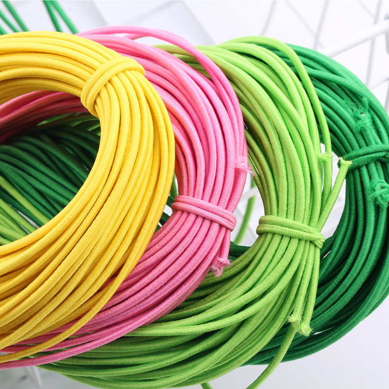 500 color de poliéster 2 / 2.5 / 3mm ropa de color cerrada látex elástico cuerda redonda de color sólido cinta elástica redonda