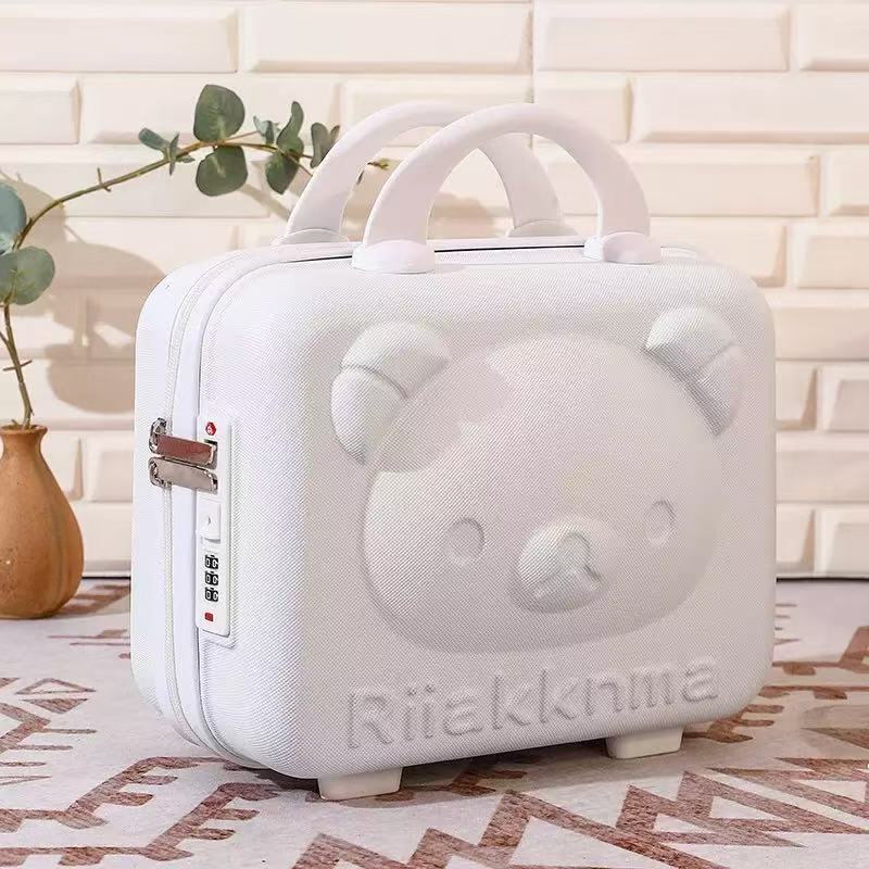 Mini maleta de oso de dibujos animados lindo para niños de 14 pulgadas, maleta de contraseña, maleta de almacenamiento, maleta de embarque, regalo de mano